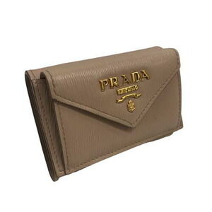 Prada Compact Tri fold Wallet Vitello Beige Compartment